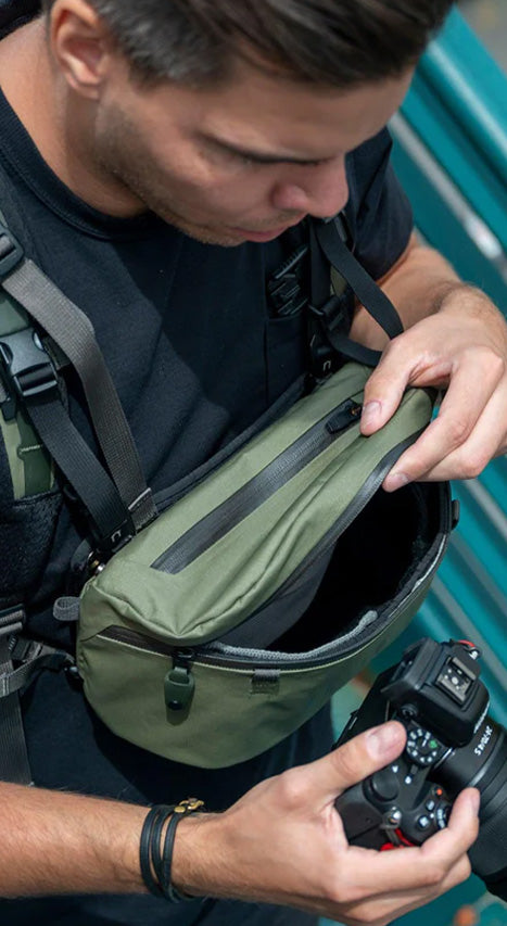 A man with his green Rift Camera Kit.